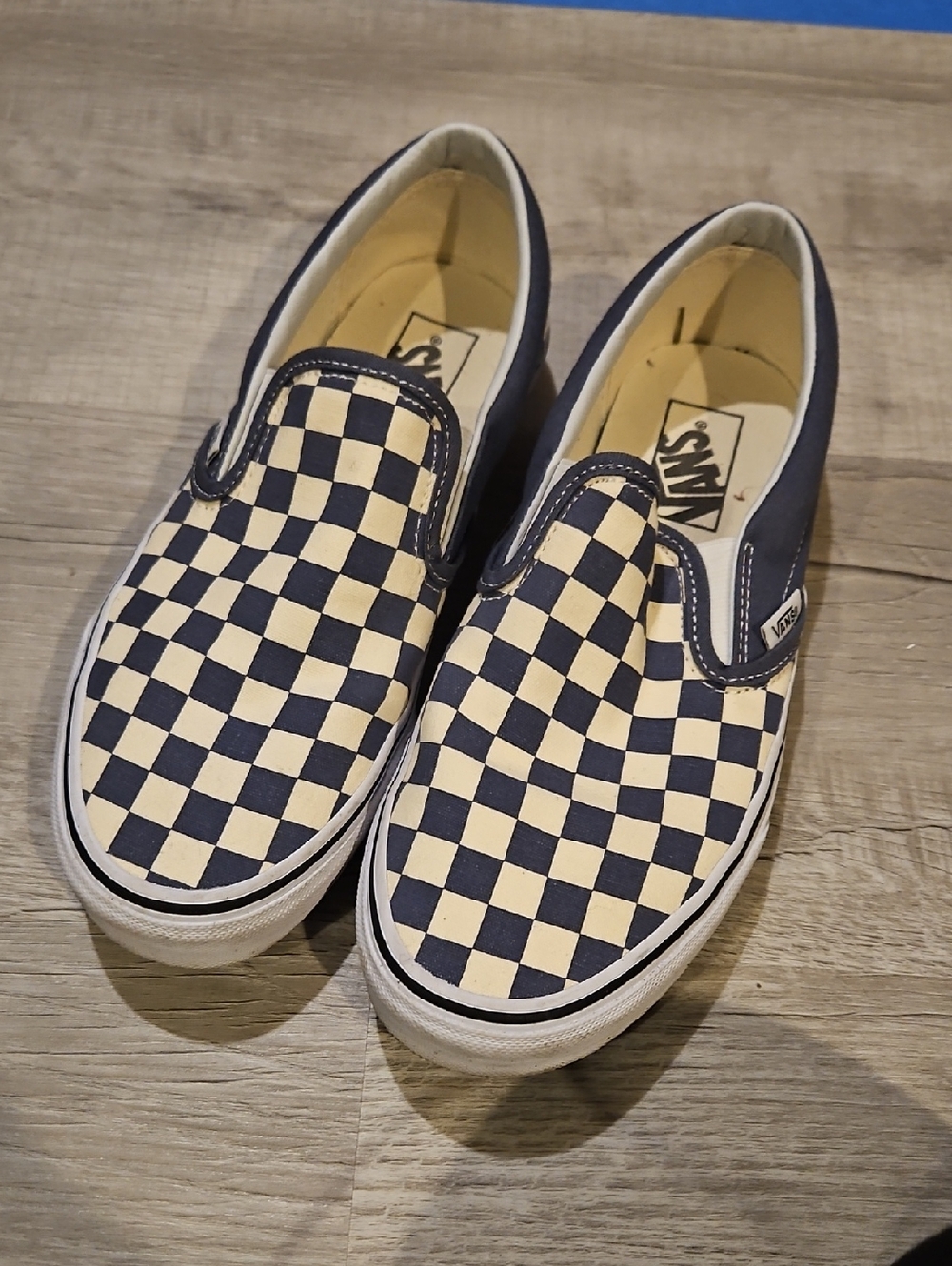 Vans Slip-On Checkerboard Sneakers - Light Blue Grey